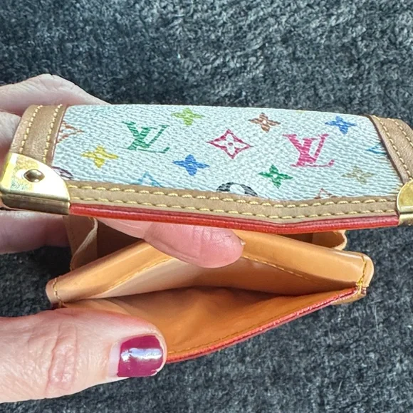 Louis Vuitton White Multicolor Monogram Mini Coin and CC Wallet - Picture 7 of 8